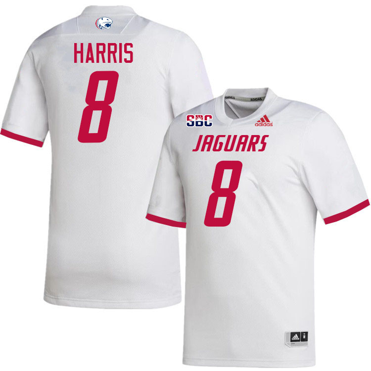 #8 Mike Harris South Alabama Jaguars Jerseys,College Football Uniforms,Apparels Stitched-White #8 Mike Harris South Alabama Jaguars Jerseys,College Football Uniforms,Apparels Stitched-White